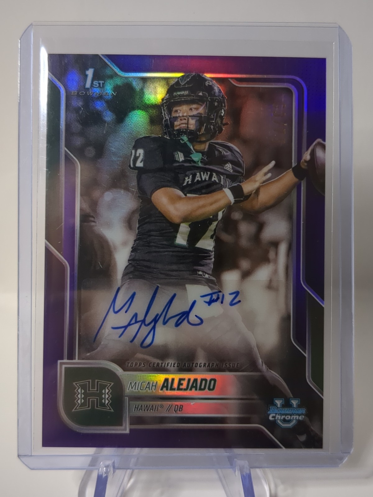 2025 Topps Bowman Chrome U Micah Alejado True Purple Auto 03/75 1st Bowman
