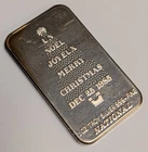 1 oz .999 Fine Silver Vintage Bar ~ National Canada Merry Christmas 1985
