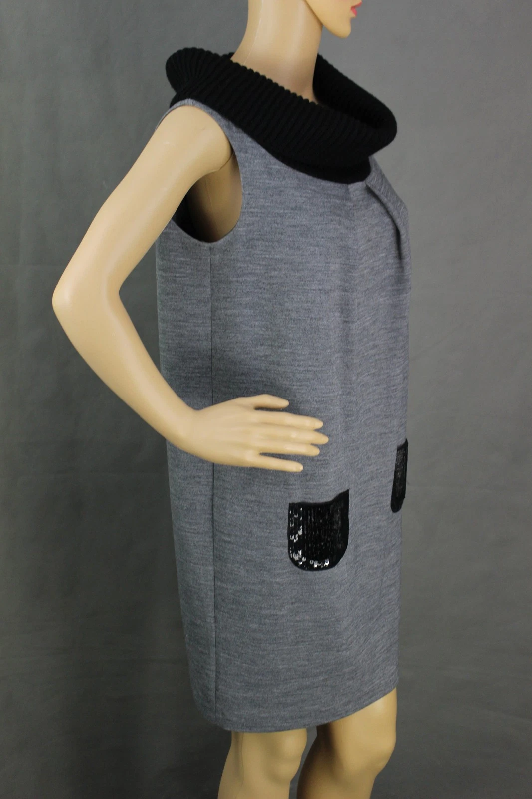 ABITO MOSCHINO CHEAP ANDCHIC e grigio lana vergine girocollo taglia IT 40 UK 8