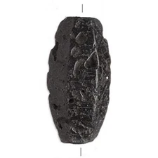 Natural Black Lava Gemstone 35mm Hexagon Cut Tapered Oval Pendant Focal Bead