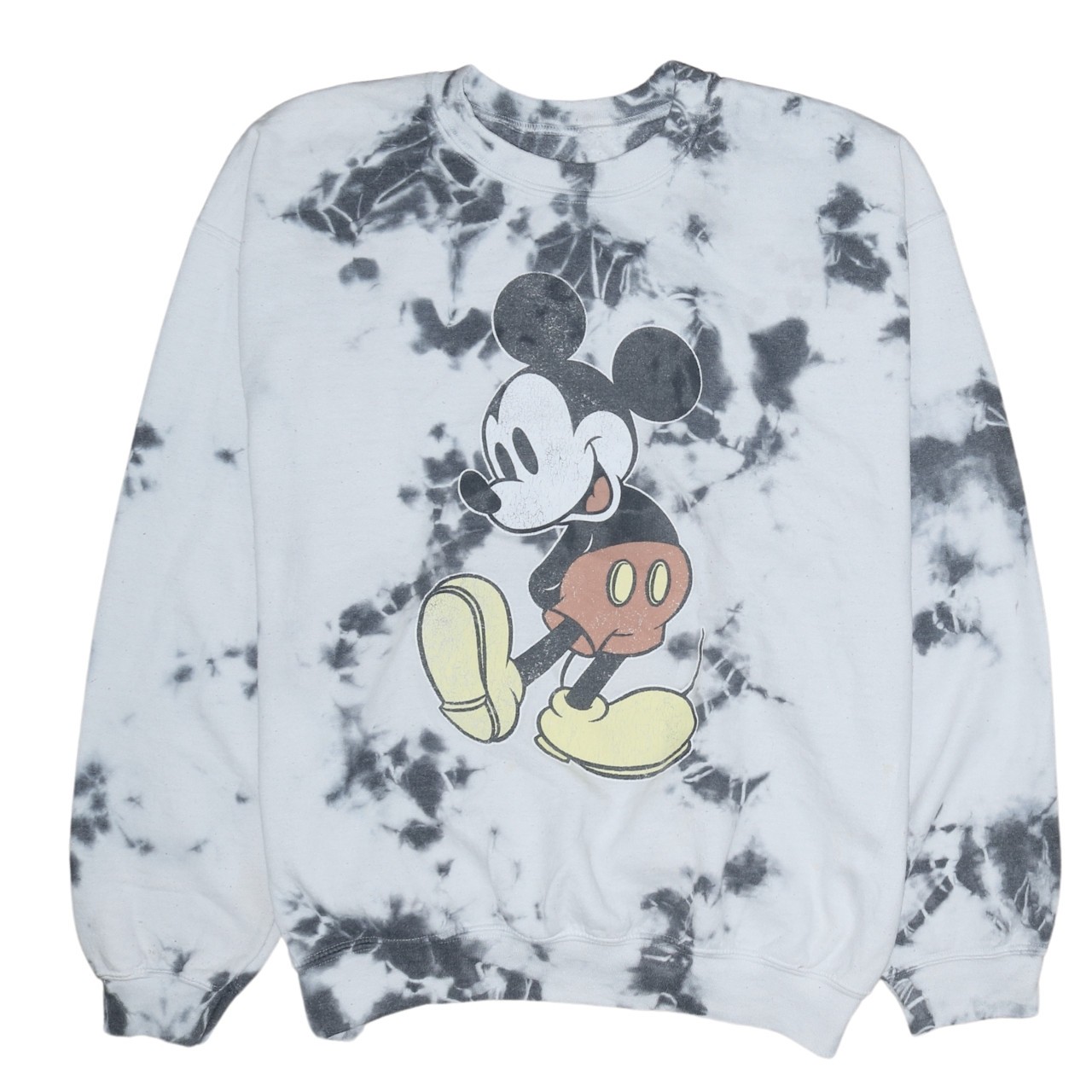 Disney Mens Sweatshirt White Tie Dye Mickey Mouse Graphic Fleece Pullover L