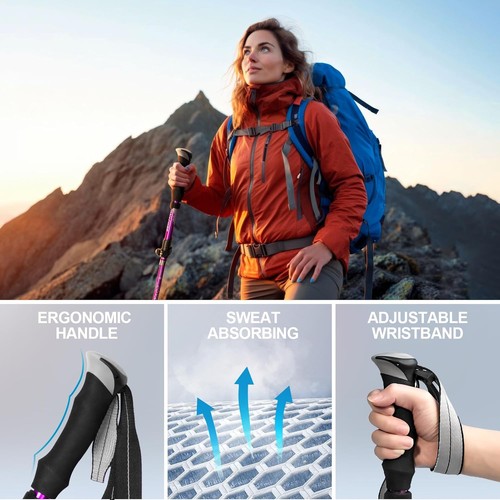 Hiking Poles Collapsible Trekking Poles - Aluminum Alloy 7075 Walking Sticks for - Picture 5 of 5