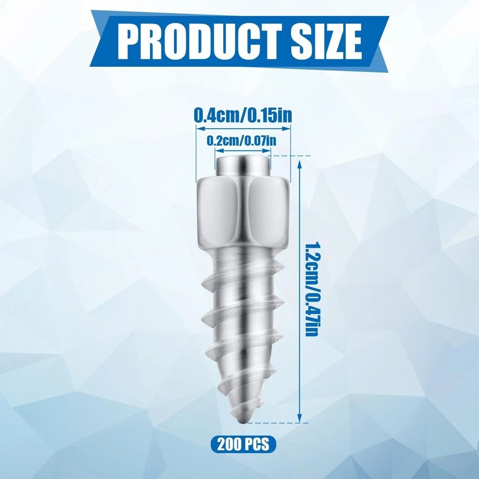 200 un. Tacos para neumáticos atornillables, 4x12 mm Tacos para neumáticos de rueda para nieve de invierno Foto 2 de 4