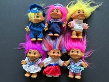 VINTAGE 1982 Russ Berrie Troll Dolls Lot x6 - Clothing Accessories Included