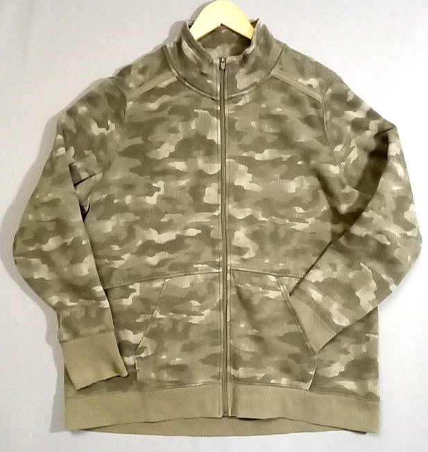 Tek Gear Ultrasoft Fleece 1X Full Zip Green Camo Fleece Jacket Mens/Unisex