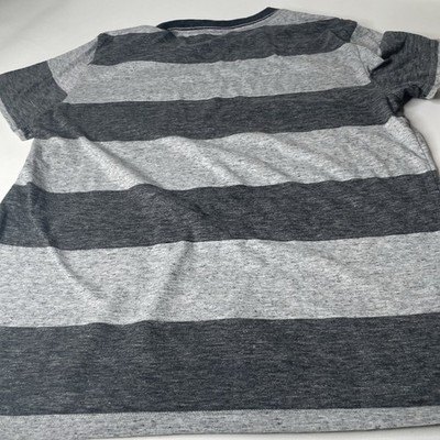 American Eagle Outfitters Men's Gray Striped Crew Neck Tee L Cotton Jersey