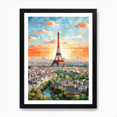Paris Ansicht geometrische Vektor-Illus gerahmtes Wandbild Poster Leinwanddruck Bild