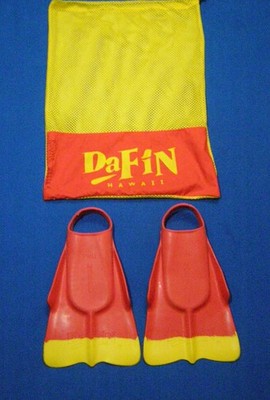 Da Fin Hawaii Pro Model Surf Bodyboarding Fins w/ Bag Red & Yellow Size S 5-6