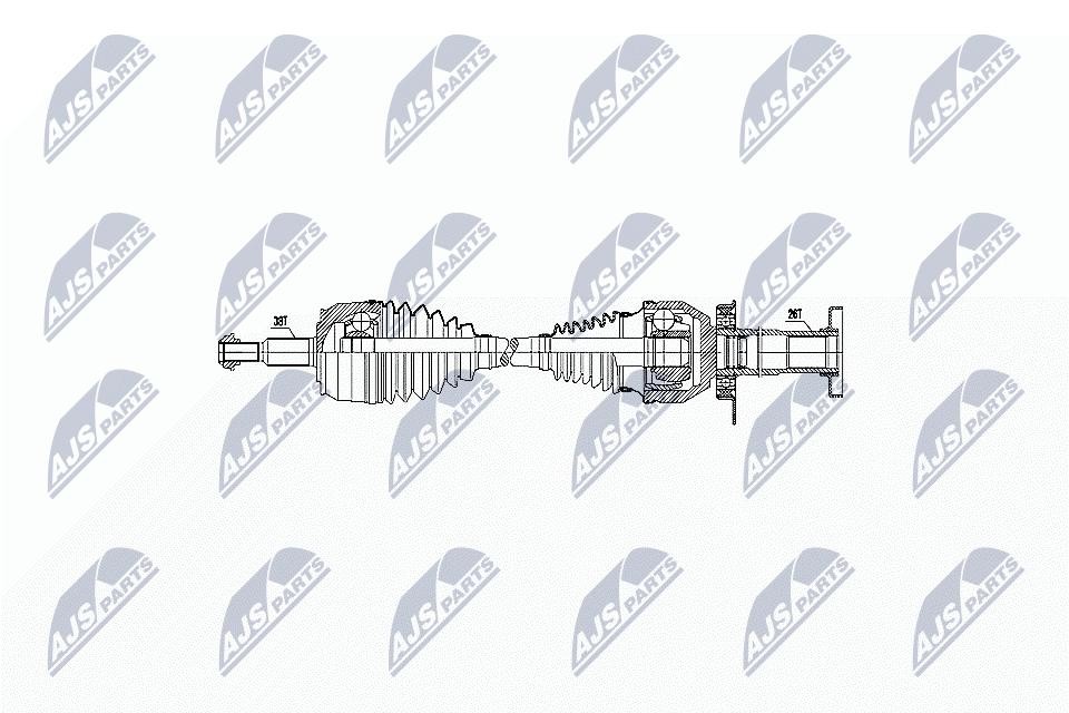 NTY Driveshaft NPW-WW-047 For VW Right Front Axle 883 mm New
