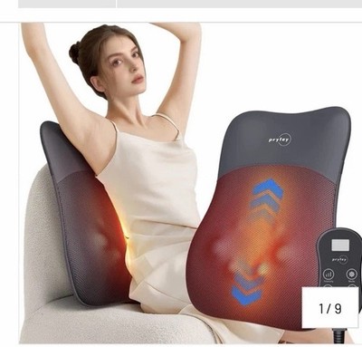 Back Massager with Heat Rolling Kneading Massage Cushion Pryfey Ultrathin