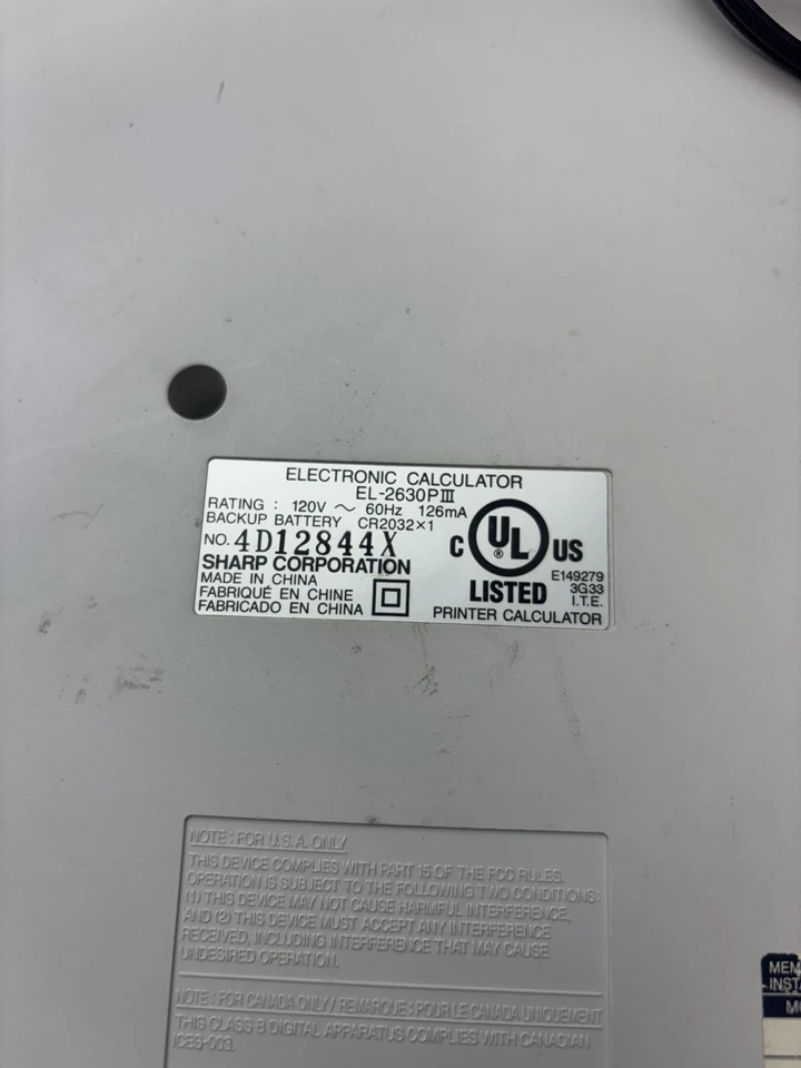 Sharp Compet VX-2652H Electronic Printer Calculator Desktop - Working Condition! - Image 3 of 3