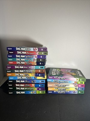 Dog Man Books Series Set 1-13 by Dav Pilkey HARDCOVER + 5 BONUS Cat Kid Books
