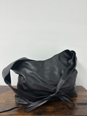 Reformation Medium Vittoria Tote Bag Black Leather Tie Strap Hobo Shoulder Bag