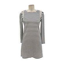 ALC A.L.C. Chapman Shift Dress Lace-Up Shoulder Navy White Striped Size Small