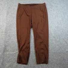J. Jill Pants Womens Medium Linen Stretch Straight Leg Pull On Brown Lagenlook