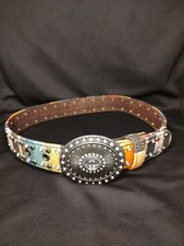 Angel Ranch Girls/Women's Serape Beaded Rainbow Leather Belt  Buckle