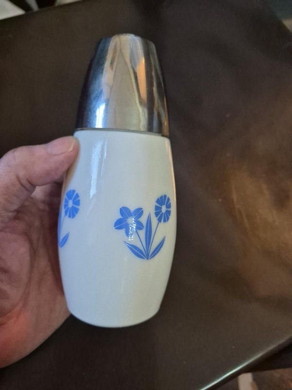Westinghouse Gemco  Milk Glass Sugar Shaker 6 inch with Cornflower Designs