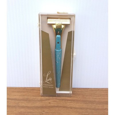 Vtg Schick Lady Eversharp Injector Razor K2 Blue Glitter Case Blades Tag 60s NOS