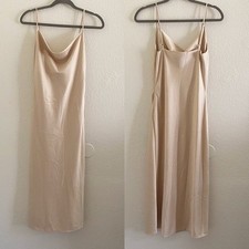 Birdy Grey Size Small Lisa Midi Dress Matte Satin Gold Bridesmaid Party