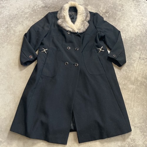 Alorna Fox Wers Philadelphia Andover Coat Womens Size 12 Black Fur Collar