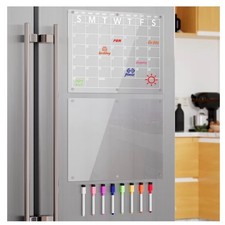 Magnetic Monthly Weekly Fridge Calendar Dry Erase Board w/Magnetic Markers 16x12