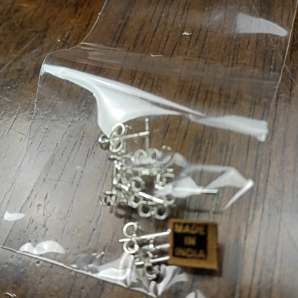 纯银耳钉带圆形平垫耳钉 5 对 — 第 2/4 张图片