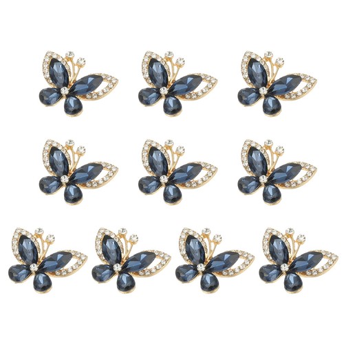 10Pcs Butterfly Rhinestone, Crystal Butterflies for Crafts, Dark Blue