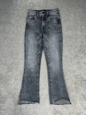 Mother The Insider Crop Step Fray Jeans Womens 25 Gray Medium Wash Denim 24x25