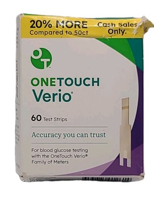 OneTouch Verio Blood Glucose Test Strips  60 STRIPS  EXP : 06/2027 Free Shipping