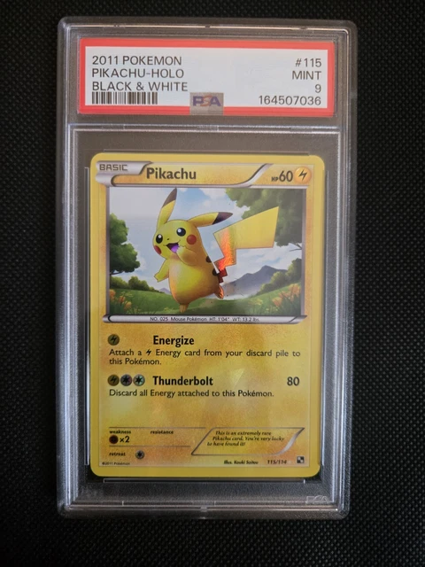 Pokemon 2011 Black & White Pikachu 115/114 Secret Rare Holo PSA 9