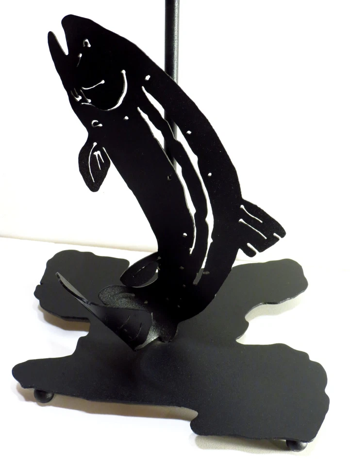 Lámpara de mesa Meyda personalizada Tiffany/luz nocturna trucha saltando 21" acero aguamarina rústica Foto 3 de 4