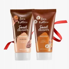 ORIFLAME LOVE NATURE ORG SHEA BUTTER & MINT SETx2(FACE SCRUB + FACE MASK) NEW