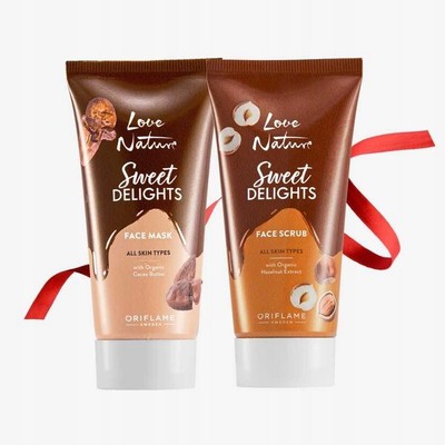 ORIFLAME LOVE NATURE ORG SHEA BUTTER & MINT SETx2(FACE SCRUB + FACE MASK) NEW