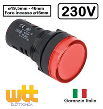 Segnalatore indicatore spia luminosa a LED ROSSA 220V 230V da pannello