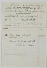 Alta Montana Mine Correspondence First Ntl Bank Helena 1880 Billhead Bullion 3HA