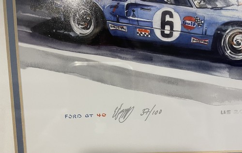 '69 FORD GT40 ULI EHRET LeMans Winners Ickx & Oliver Framed Ltd Ed (100) print - Picture 2 of 5
