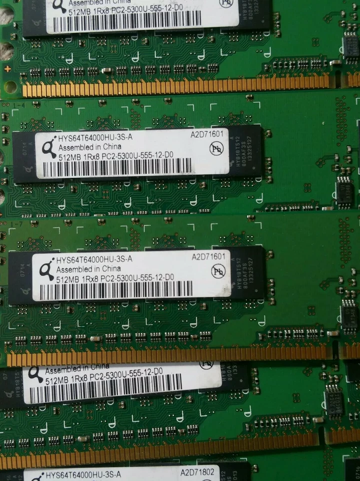 Qimonda HYS64T64000HU-3S-A Desktop 512MB Memory Ram 1Rx8 PC2-5300U-555-12-D0 - Image 2 of 2