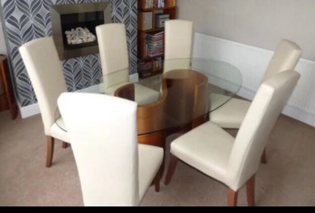 Oval glass dining discount table set for 6
