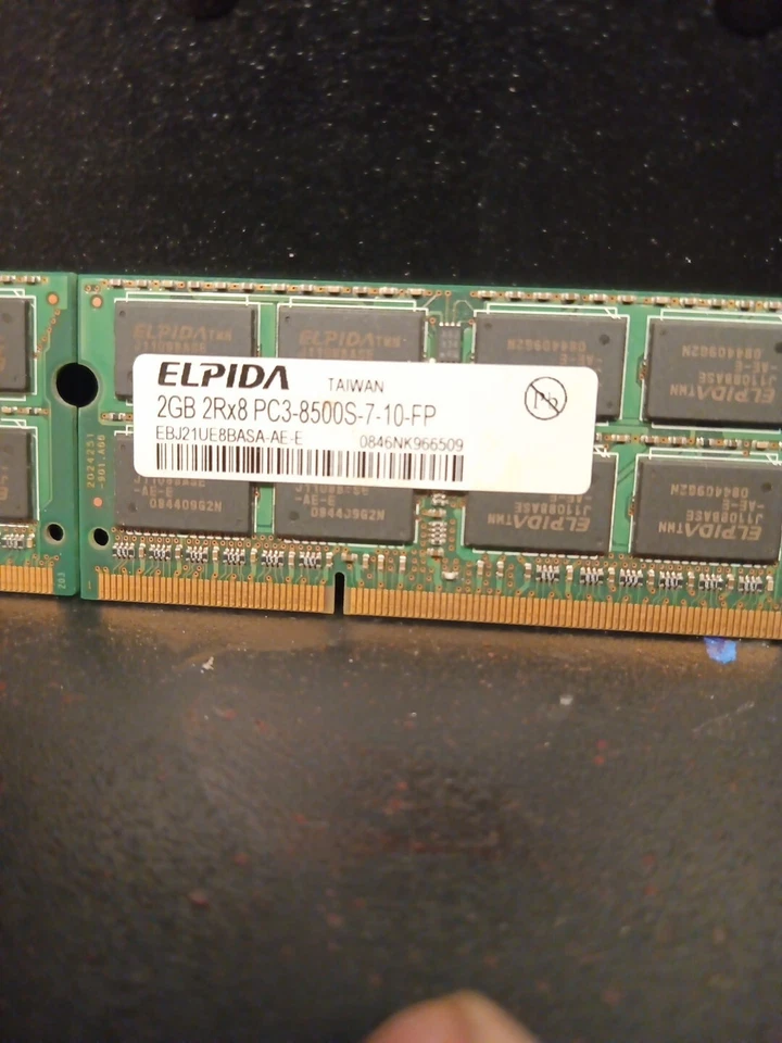 Elpida 4GB (2x2GB) 2Rx8 PC3-8500S DDR3-1600 Laptop SODIMM RAM Memory for HP - Image 4 of 4
