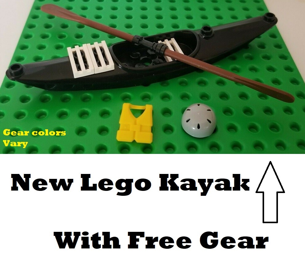 LEGO Minifigure Black Kayak Helmet Safety Vest Oar Paddle Water Sports Boat