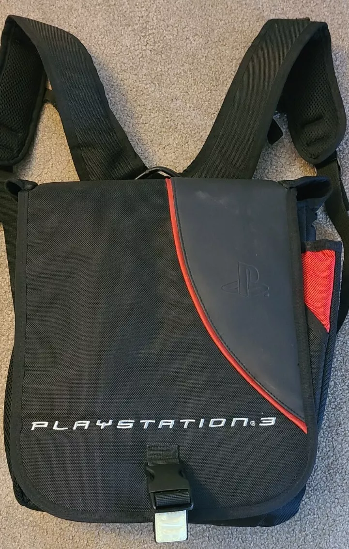 OEM Playstation 3 PS3 Console Padded Messenger Bag Carrying Case Red Black  Clips | eBay