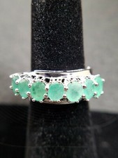 2.13 CTW EMERALD, .925 STERLING SILVER, designer RING, size 6. NEW