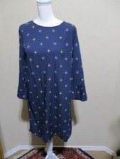 NWT Old Navy Shift Mini Dress with 3/4 Ruffle Sleeve Navy Blue Multi Women Small