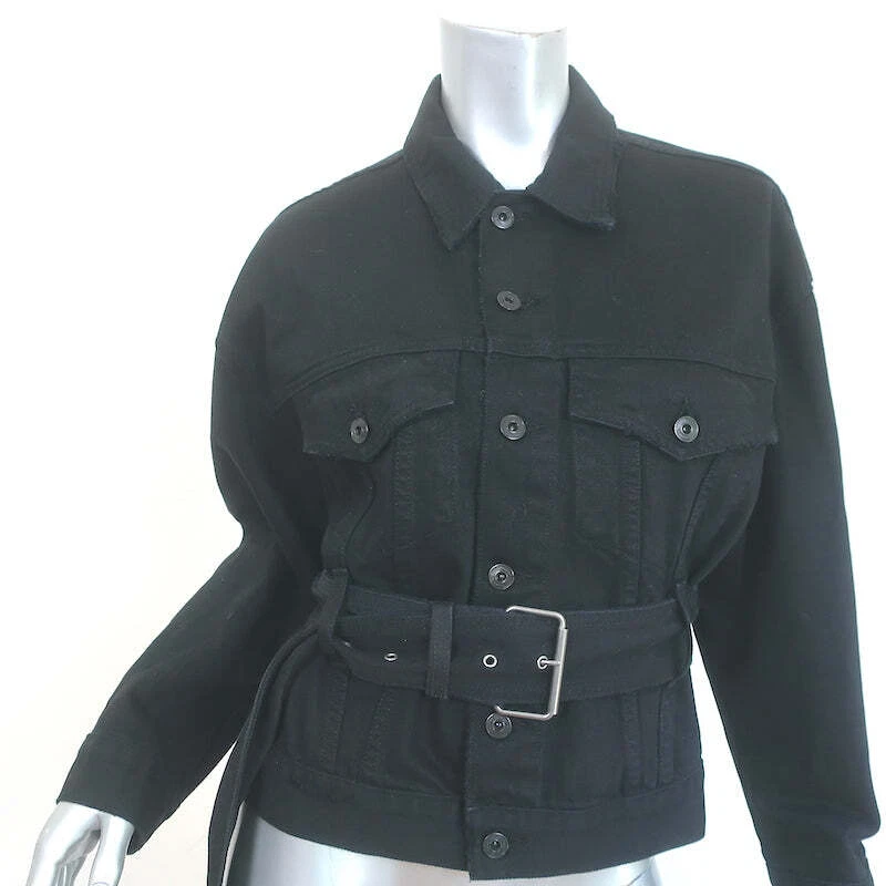 Proenza Schouler Belted Denim Jacket Black Cotton Size Medium - Image 2 of 4