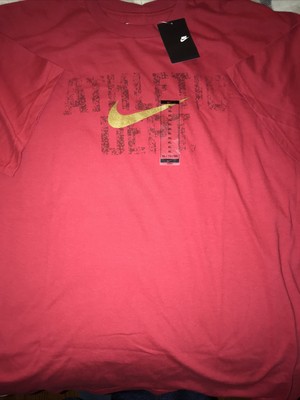 NIKE ATHLETIC DEPT T Shirt Red W/Gold 