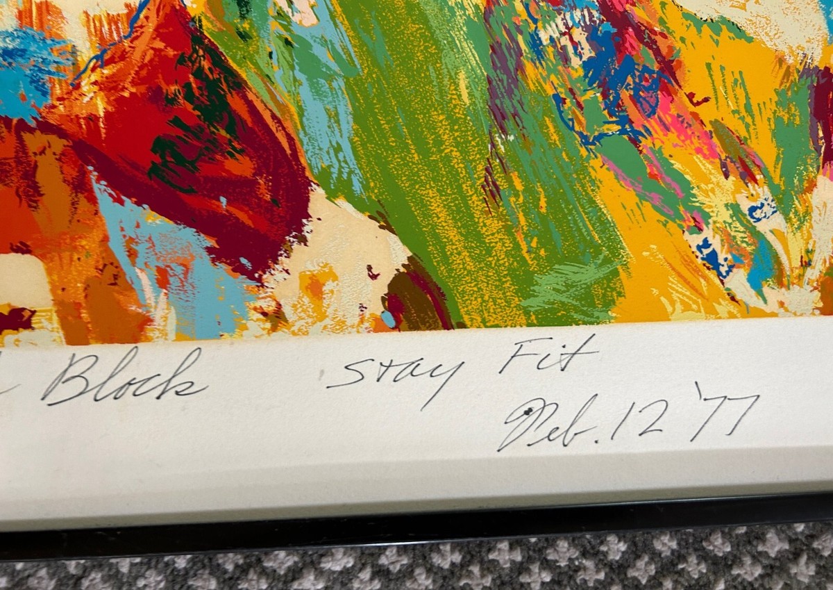 Leroy Neiman signed, numb'd HC, NBA All Star game 1977 33x36, Dr J