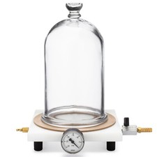 Bell Jar with Vacuum Plate, 0.7 gal, with Vacuum Gauge & Bleed Valve Regulator