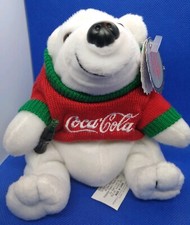 Coca Cola Stuffed Plush Bean Bag Polar Bear in Sweater 1997 Style 0116 C18