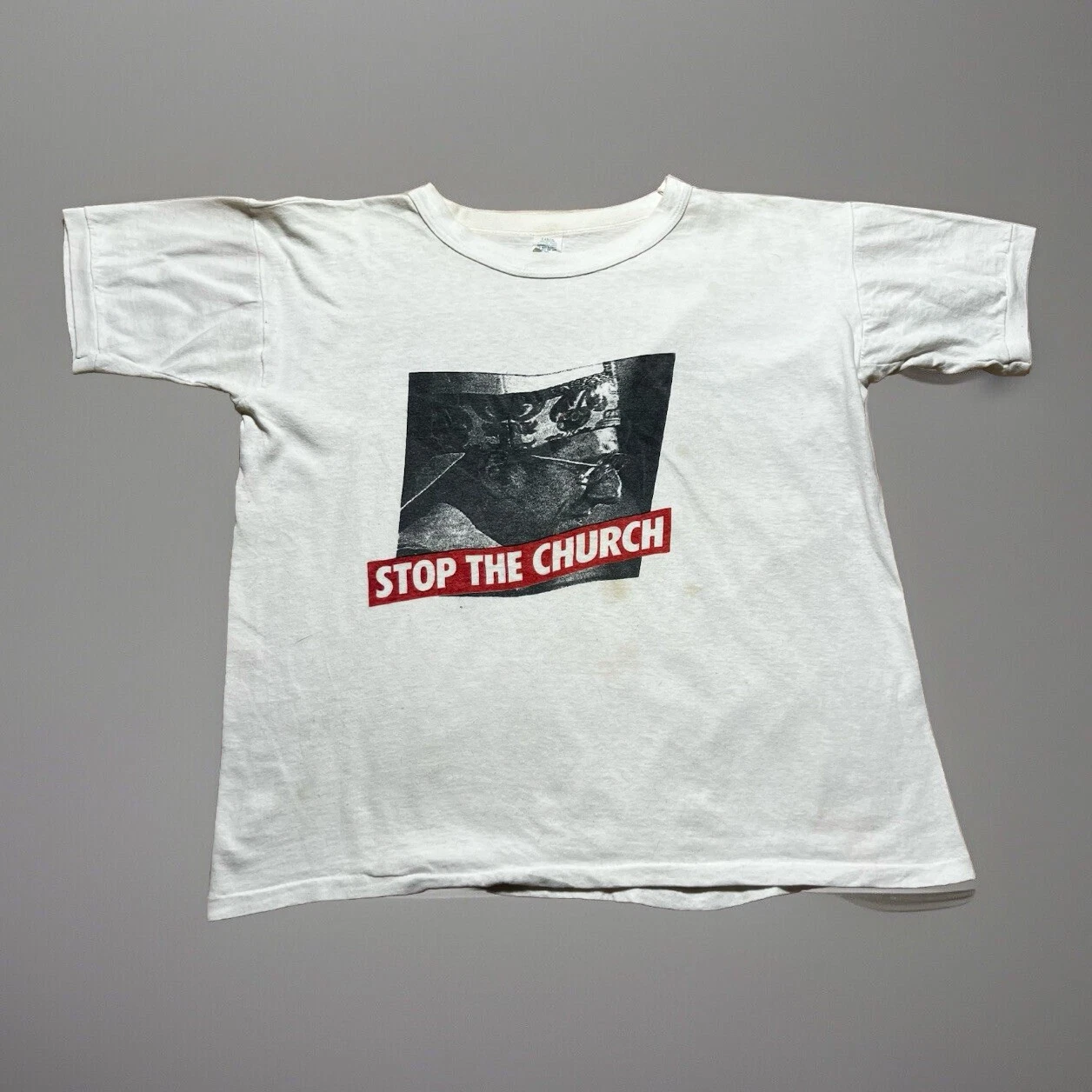 Vintage 80s “Stop The Church” WHAM Act Up Safe Sex Protest Pope Shirt Medium
Opens in a new window o