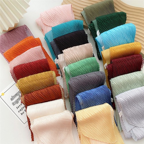 Women Pleated Neckerchief SilkScarf Ribbon Tie Wrapped Bag Handle Deco HairBand✔ - Picture 11 of 39